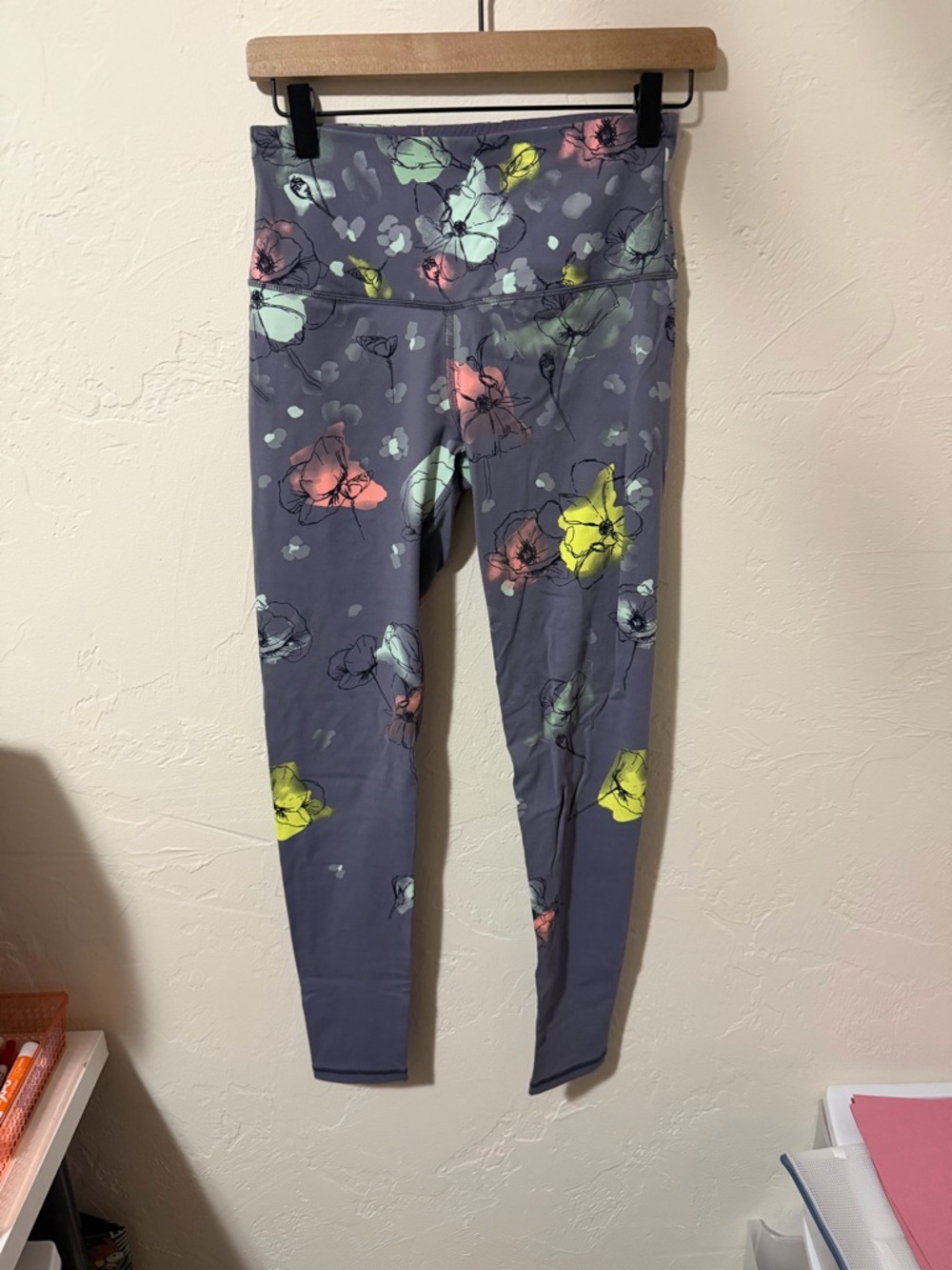 Women’s Floral Purple High-Waist Leggings - Multicolor Floral Print